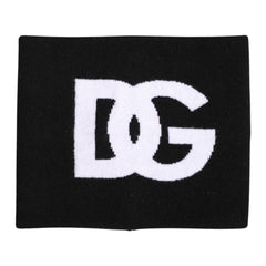 Dolce & Gabbana Black White Logo Print Knitted Neck Warmer Scarf