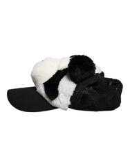 Dolce & Gabbana Black White Panda Fur Women Baseball Cap