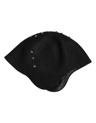 Dolce & Gabbana Black Wool Multicolor Embellished Cloche Hat