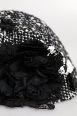 Dolce & Gabbana Black Wool White Floral Embellished Cloche Hat
