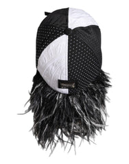 Dolce & Gabbana White Black Polka Dot Feathers Baseball Cap
