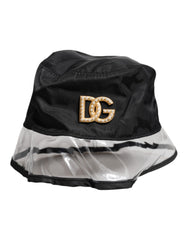 Dolce & Gabbana Black Nylon PVC DG Logo Bucket Hat