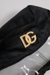Dolce & Gabbana Black Nylon PVC DG Logo Bucket Hat