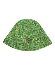 Dolce & Gabbana Green Cotton Crochet DG Logo Bucket Hat