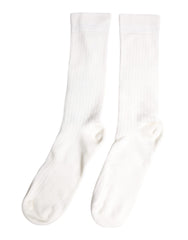 Dolce & Gabbana White Cotton Solid Mid Calf Men Socks