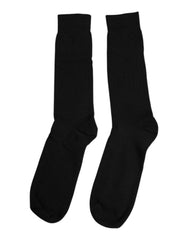 Dolce & Gabbana Black Solid Cotton Mid Calf Men Socks
