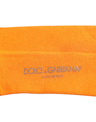 Dolce & Gabbana Orange Cotton Logo Over The Calf Socks