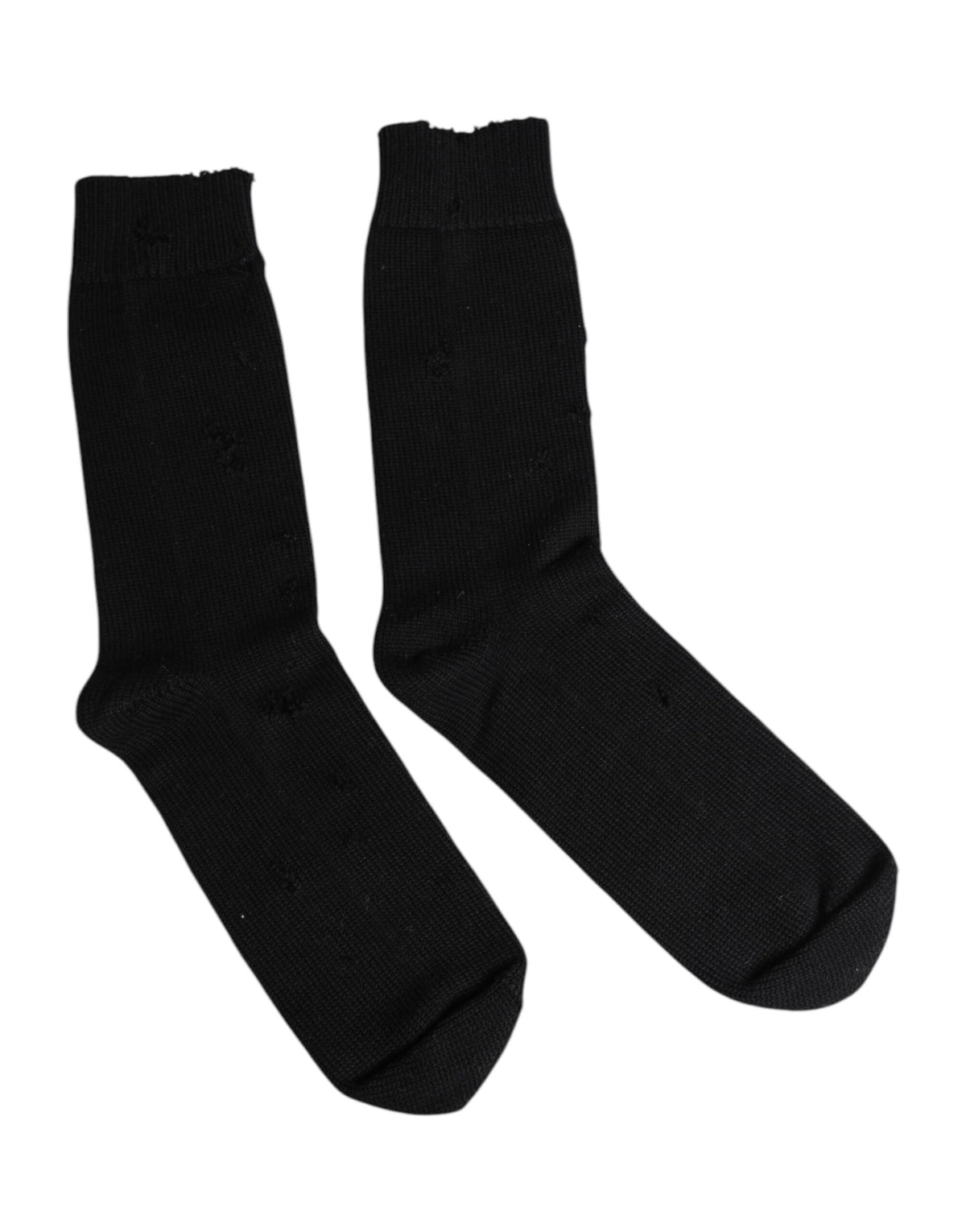 Dolce & Gabbana Black Solid Stretch Mid Calf Men Socks