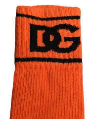 Dolce & Gabbana Orange Cotton DG Logo Print Open Toe Socks
