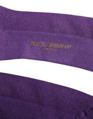 Dolce & Gabbana Purple Cotton Logo Over The Calf Socks
