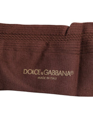 Dolce & Gabbana Brown Stretch Logo Print Mid Calf Socks