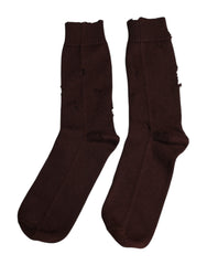 Dolce & Gabbana Brown Solid Cotton Stretch Mid Calf Socks