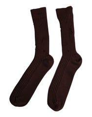 Dolce & Gabbana Brown Cotton Stretch Over The Calf Socks