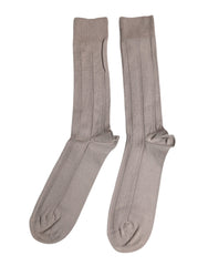 Dolce & Gabbana Brown Cotton Stretch Logo Over Calf Socks