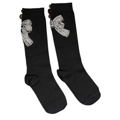 Dolce & Gabbana Black Knit Floral Crystal Embellishment Socks