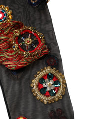 Dolce & Gabbana Black Stretch Carretto Crystal Stockings Socks