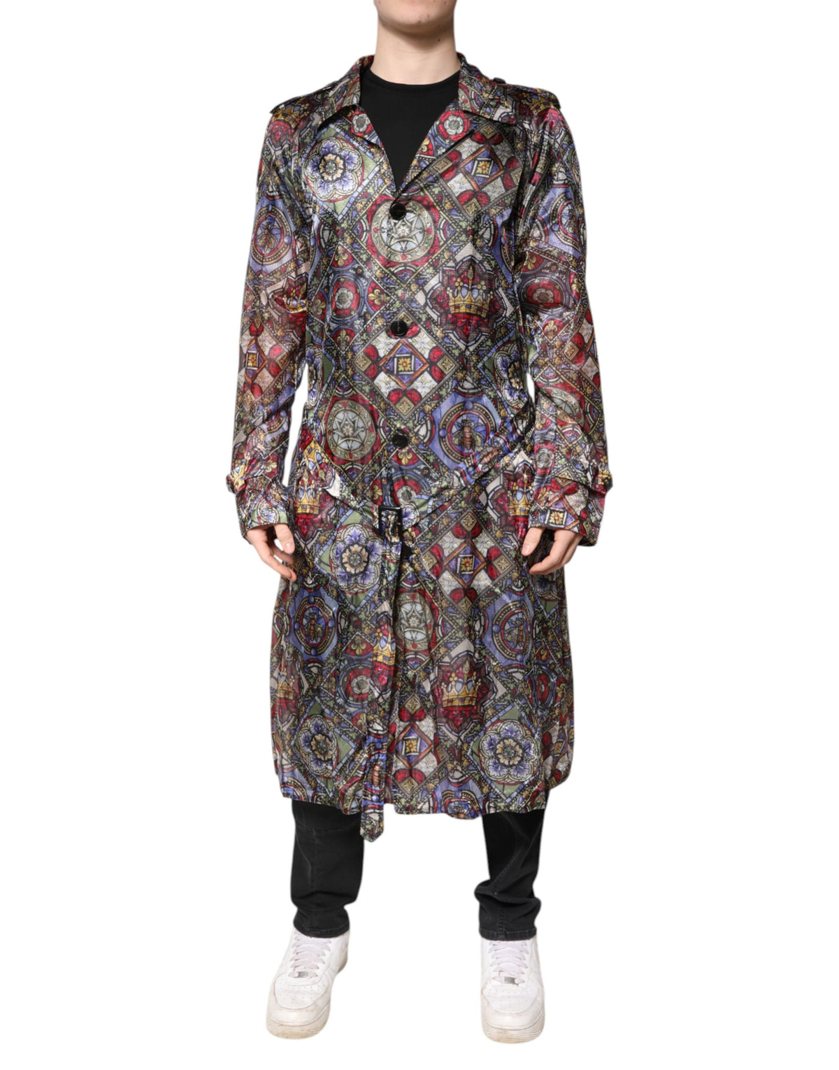 Dolce & Gabbana Multicolor Royal Bee Crown Trench Coat Jacket
