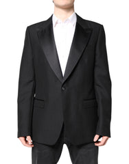 Dolce & Gabbana Black Wool Single Breasted Coat Blazer