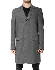 Dolce & Gabbana Gray Wool Single Breasted Trench Coat Jacket