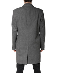 Dolce & Gabbana Gray Wool Single Breasted Trench Coat Jacket