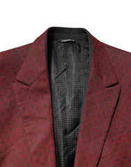 Dolce & Gabbana Maroon Wool Slim Fit Men Coat Jacket Blazer