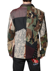 Dolce & Gabbana Multicolor Camouflage Patchwork Coat Blazer