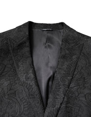 Dolce & Gabbana Black Floral Jacquard Coat Jacket Blazer