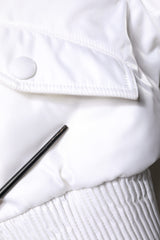 Dolce & Gabbana White Nylon Full Zip Cropped Bomber Jacket