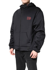 Dolce & Gabbana Black Polyester DG Hooded Full Zip Jacket
