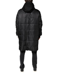 Dolce & Gabbana Black Hooded Parka Coat Winter Jacket