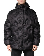 Dolce & Gabbana Black Hooded Parka Coat Winter Jacket