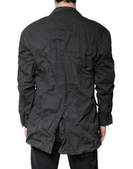 Dolce & Gabbana Black Solid Cotton Collared Coat Jacket