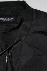 Dolce & Gabbana Black Nylon Logo Full Zip Bomber Jacket