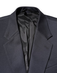 Dolce & Gabbana Dark Blue Cotton Men Jacket Coat Suit Blazer