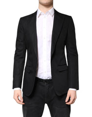 Dolce & Gabbana Black Cotton Single Breasted Men Coat Blazer