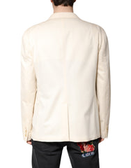 Dolce & Gabbana Beige Cashmere Double Breasted Coat Blazer