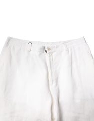 Dolce & Gabbana White Linen Mid Waist Men Dress Pants