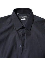 Dolce & Gabbana Black Cotton GOLD Men Dress Formal Shirt