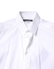 Dolce & Gabbana White Cotton GOLD Dress Formal Collared Shirt