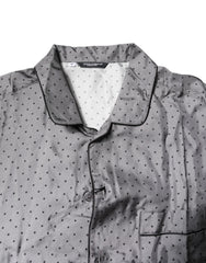 Dolce & Gabbana Gray Polka Dot Silk Long Sleeve Shirt