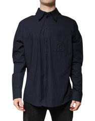 Dolce & Gabbana Dark Blue Cotton Long Sleeve Shirt