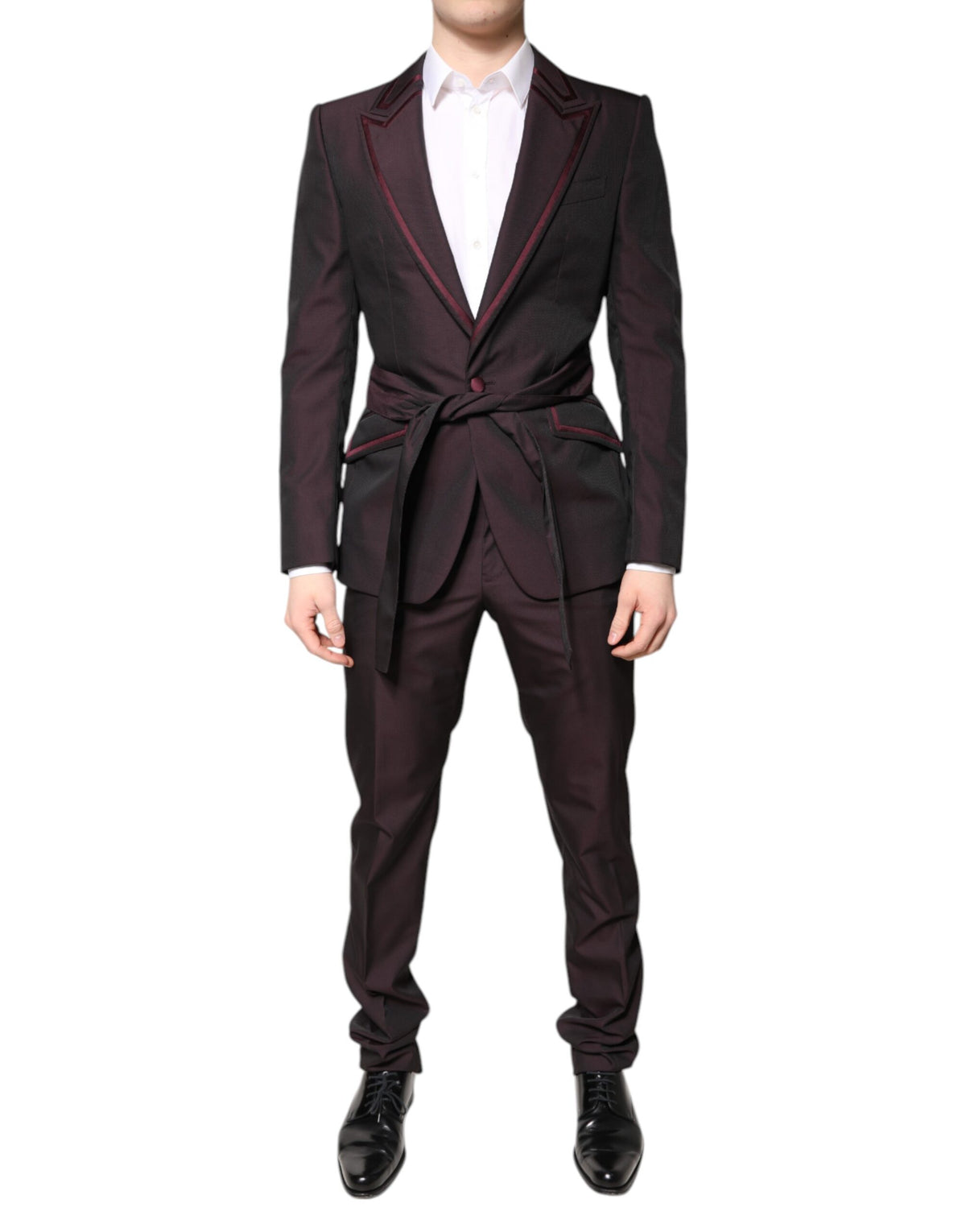 Dolce & Gabbana Maroon Single Breasted Formal 2 Piece Suit