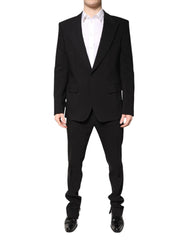 Dolce & Gabbana Black Cotton Single Breasted 2 Piece Suit
