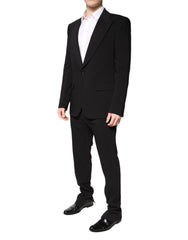 Dolce & Gabbana Black Cotton Single Breasted 2 Piece Suit