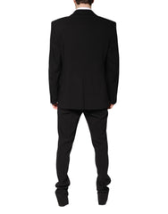Dolce & Gabbana Black Cotton Single Breasted 2 Piece Suit