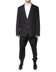 Dolce & Gabbana Black Cotton Single Breasted 2 Piece Suit