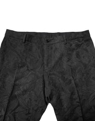 Dolce & Gabbana Black Polyester Floral Jacquard 2 Piece Suit