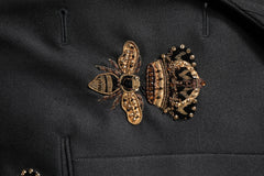 Dolce & Gabbana Black Bee Crown Embroidery 2 Piece Suit