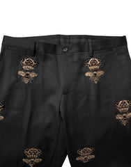 Dolce & Gabbana Black Bee Crown Embroidery 2 Piece Suit