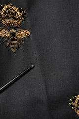 Dolce & Gabbana Black Bee Crown Embroidery 2 Piece Suit